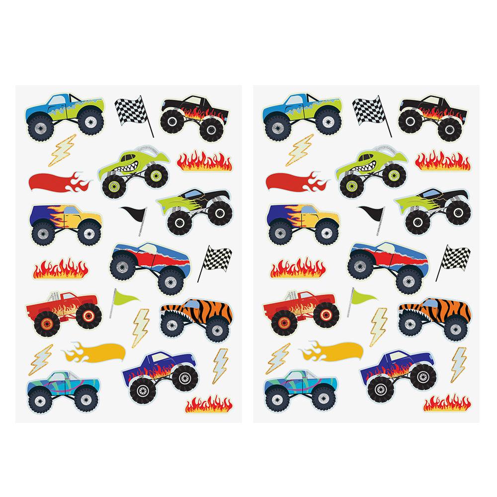 Glowing Monster Trucks Temporary Tattoos | 46 ct | Amazing Pinatas 