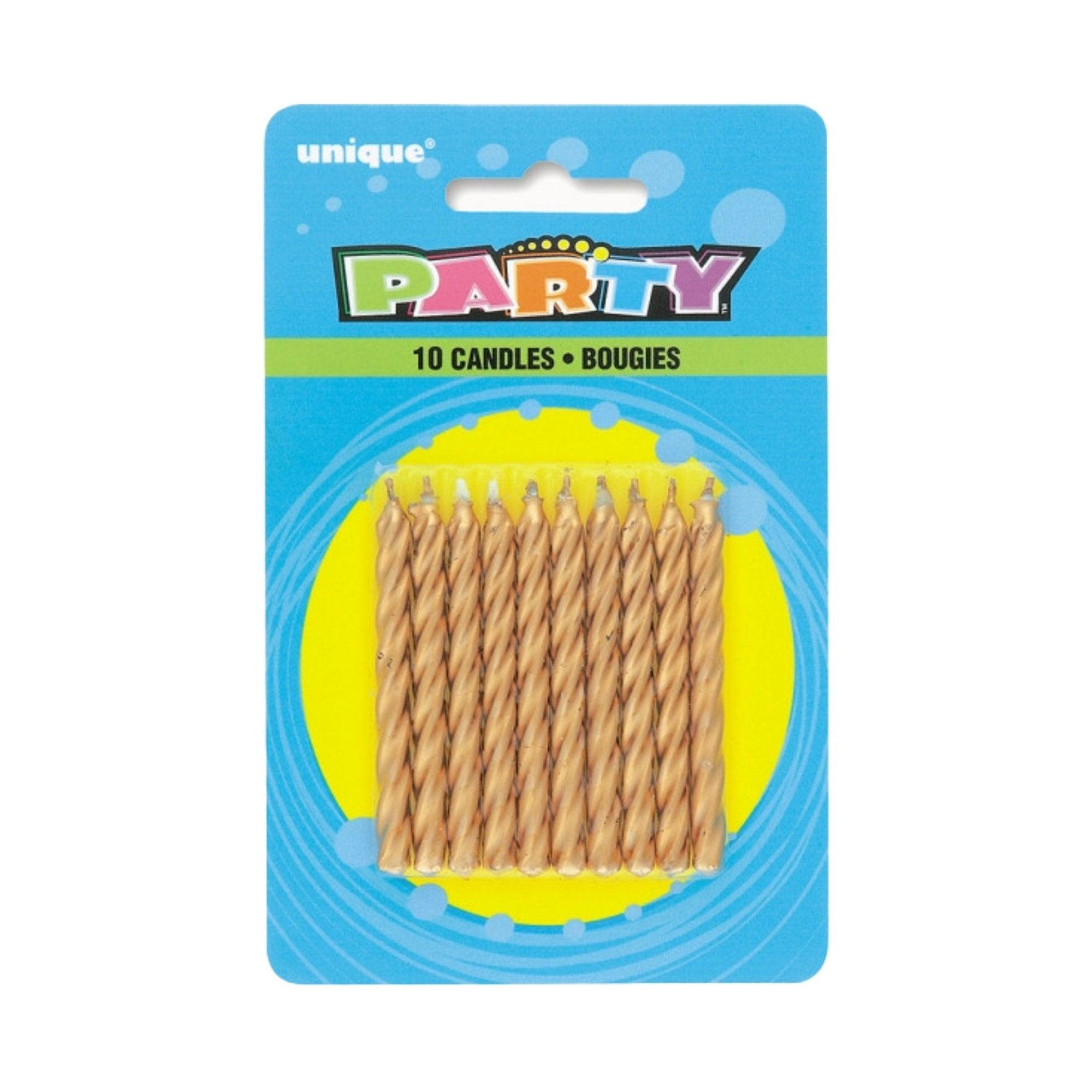 Gold Spiral Birthday Party Candles, Pack of 10 | Amazing Pinatas