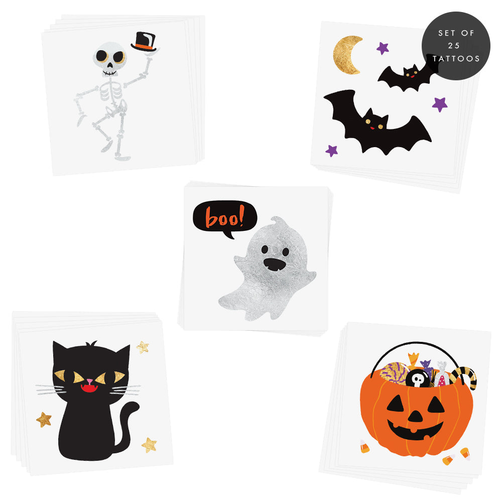 Halloween 'Cute N Spooky' Variety Set Temporary Tattoos | 25 ct | Amazing Pinatas 