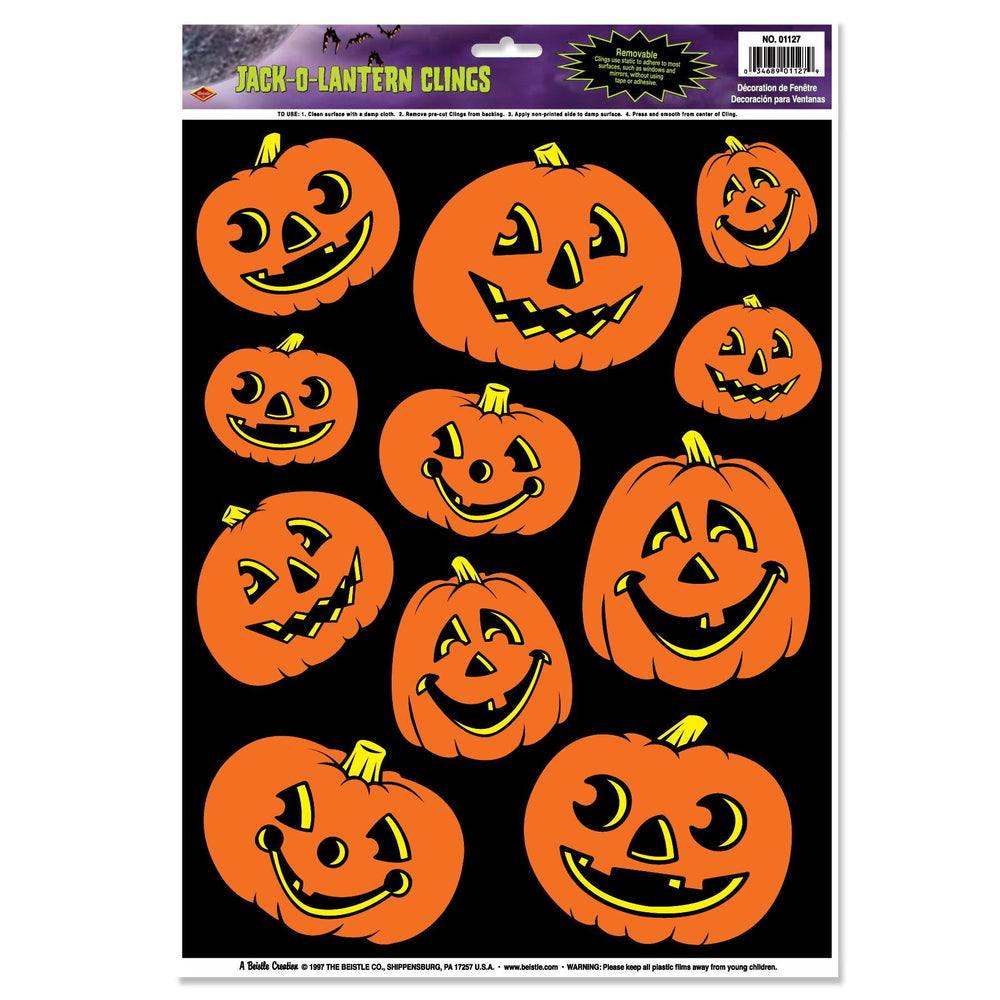 Halloween Jack-O-Lantern Clings (11 per Package) | Amazing Pinatas 