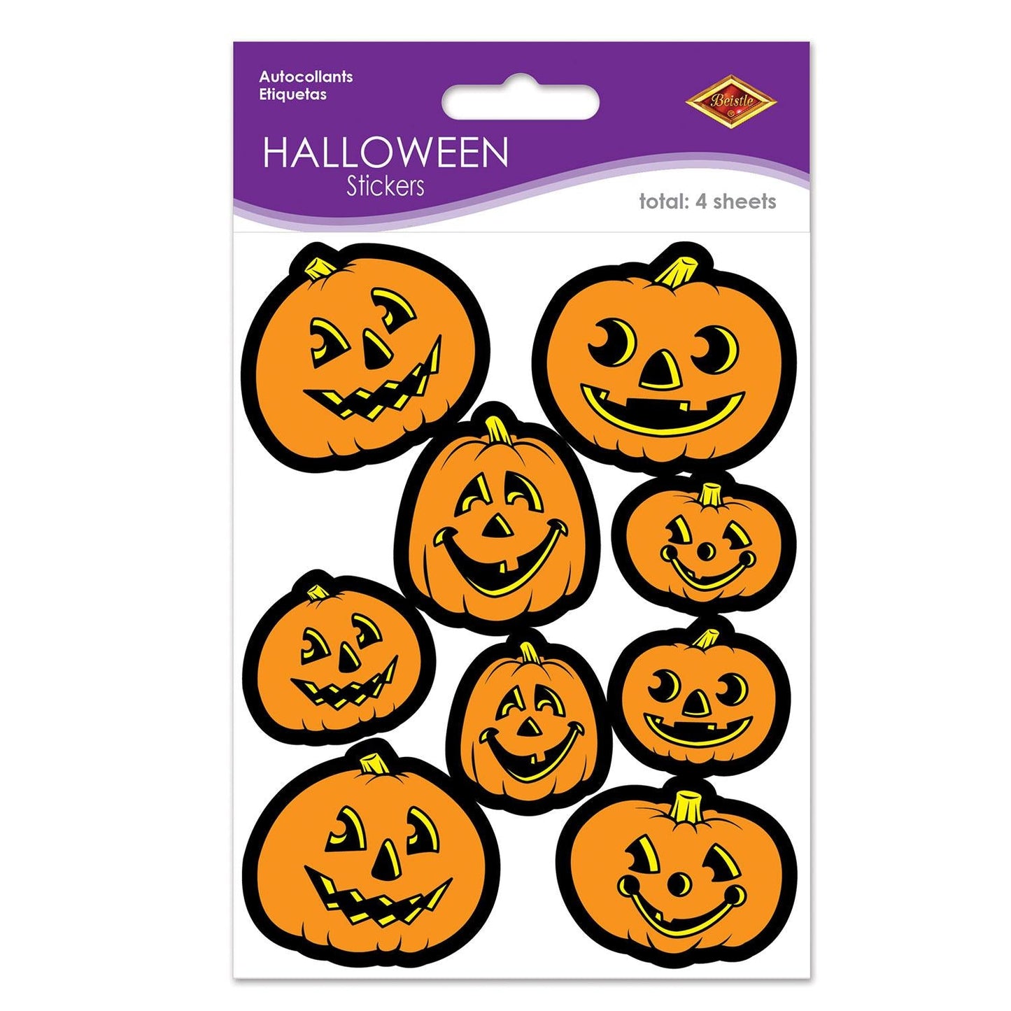 Halloween Jack-O-Lantern Stickers (4 Sheets per Package) | Amazing Pinatas 