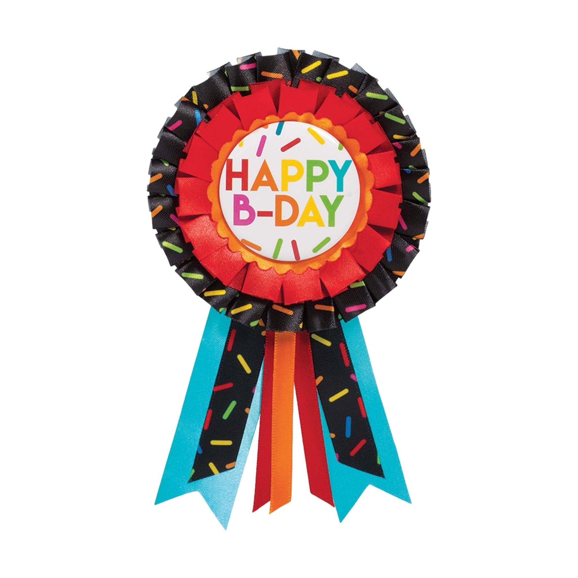 Happy B-Day Award Ribbon Button | Amazing Pinatas