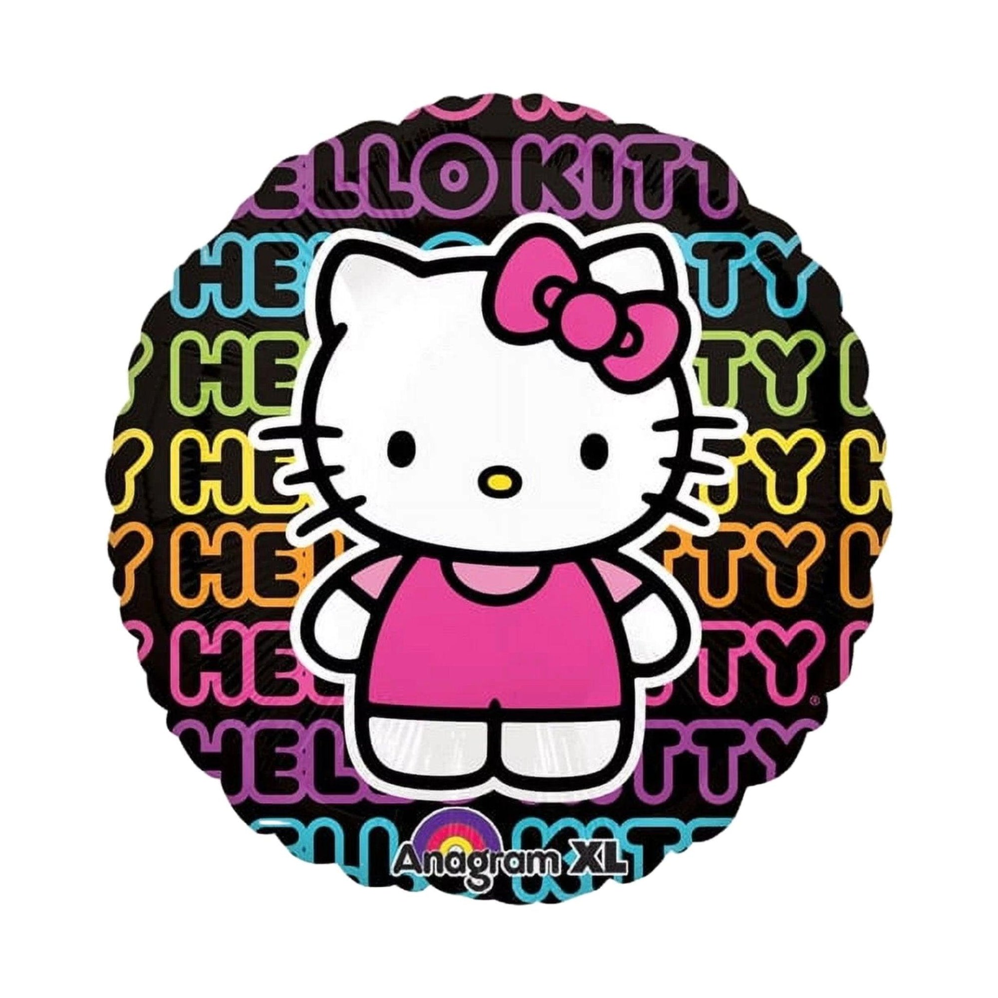 Hello Kitty Jumbo Black Foil Mylar 32" Round Balloon | Amazing Pinatas