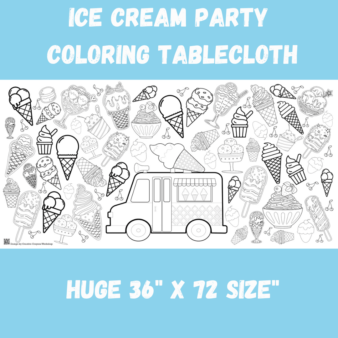 Ice Cream Coloring Activity Table Cover | Amazing Pinatas 