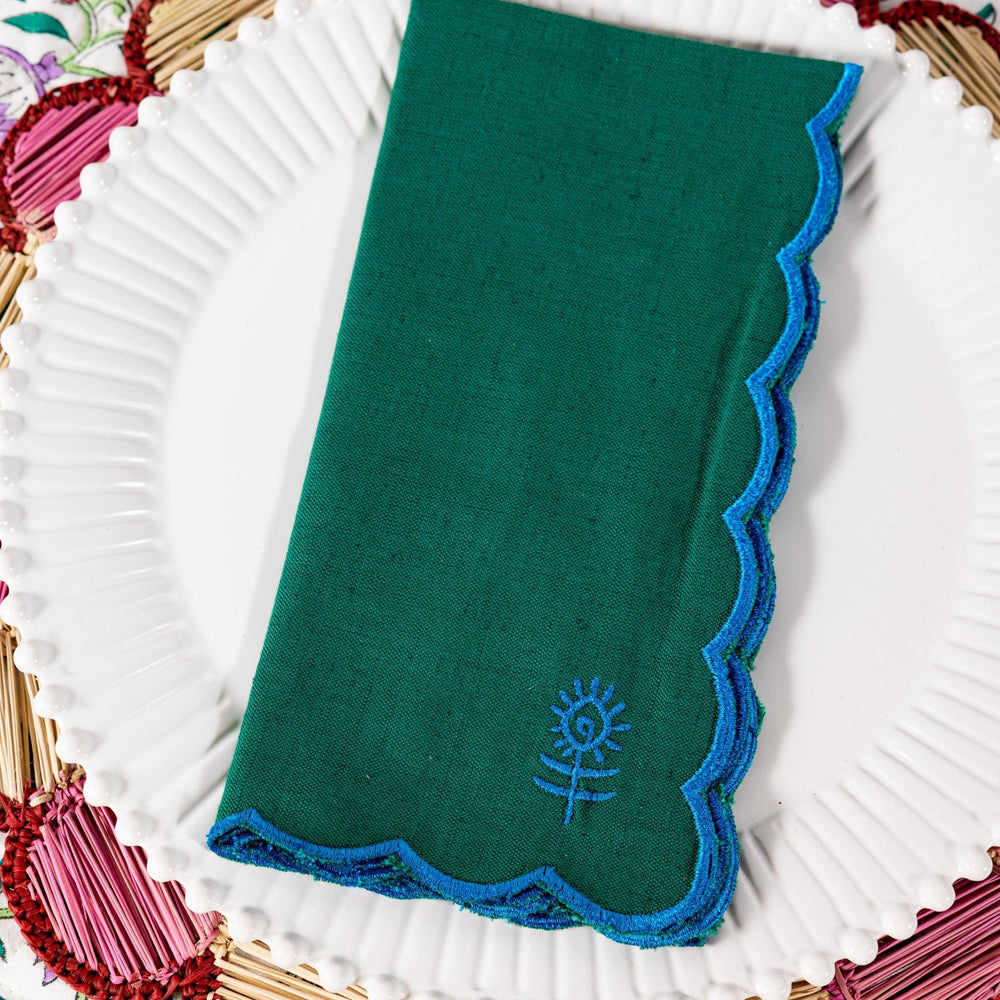 Icon Linen Napkins S/4 - Emerald + Peacock