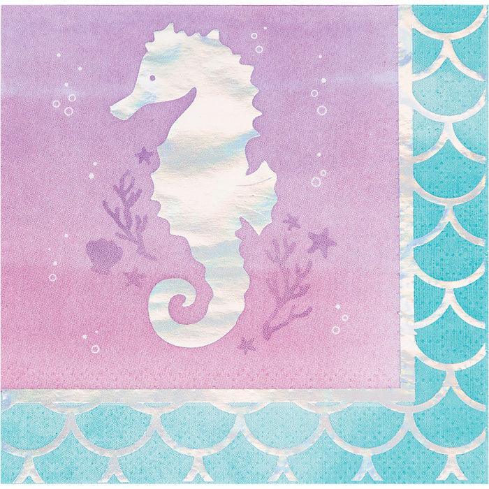 Iridescent Mermaid Party Beverage Napkins, 16 ct | Amazing Pinatas 