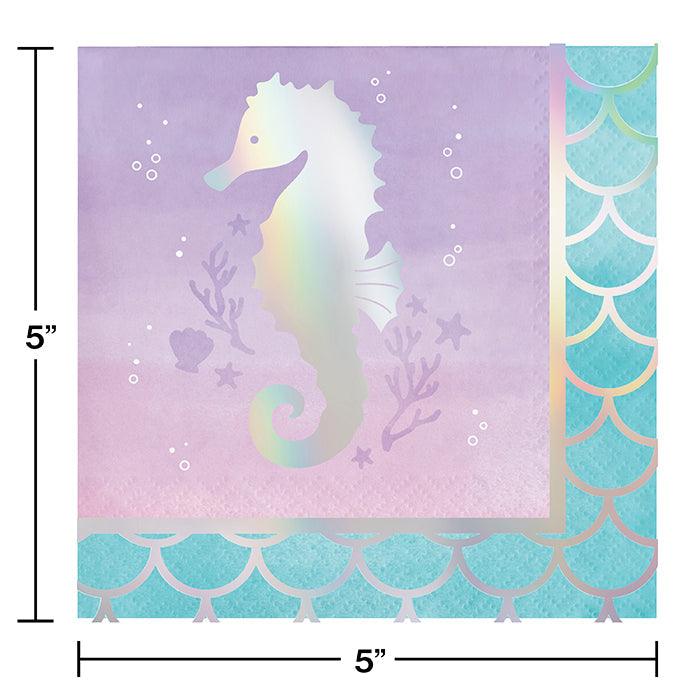 Iridescent Mermaid Party Beverage Napkins, 16 ct | Amazing Pinatas 