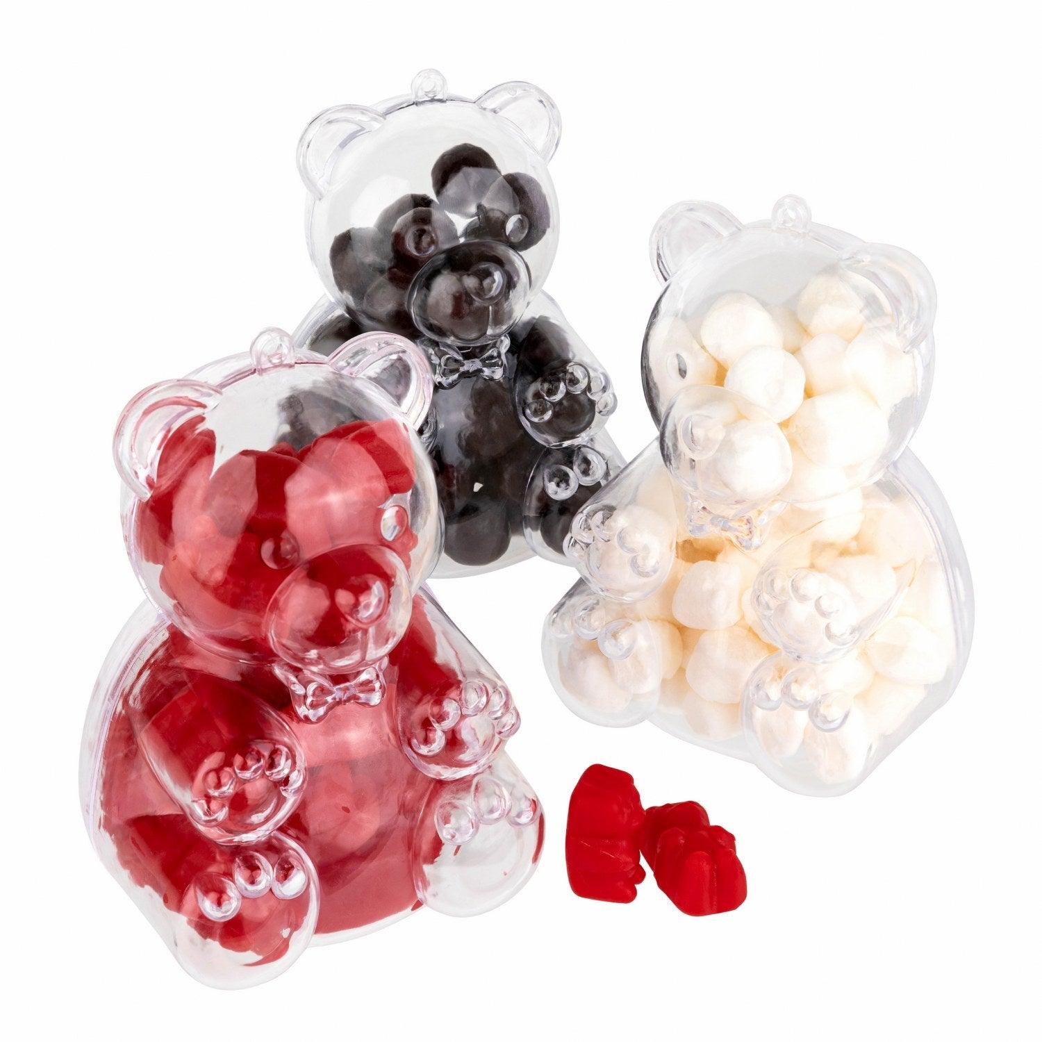 Large Bear Shaped Acrylic Candy Boxes 18 Pack 3"x3"x4.25" | Amazing Pinatas 
