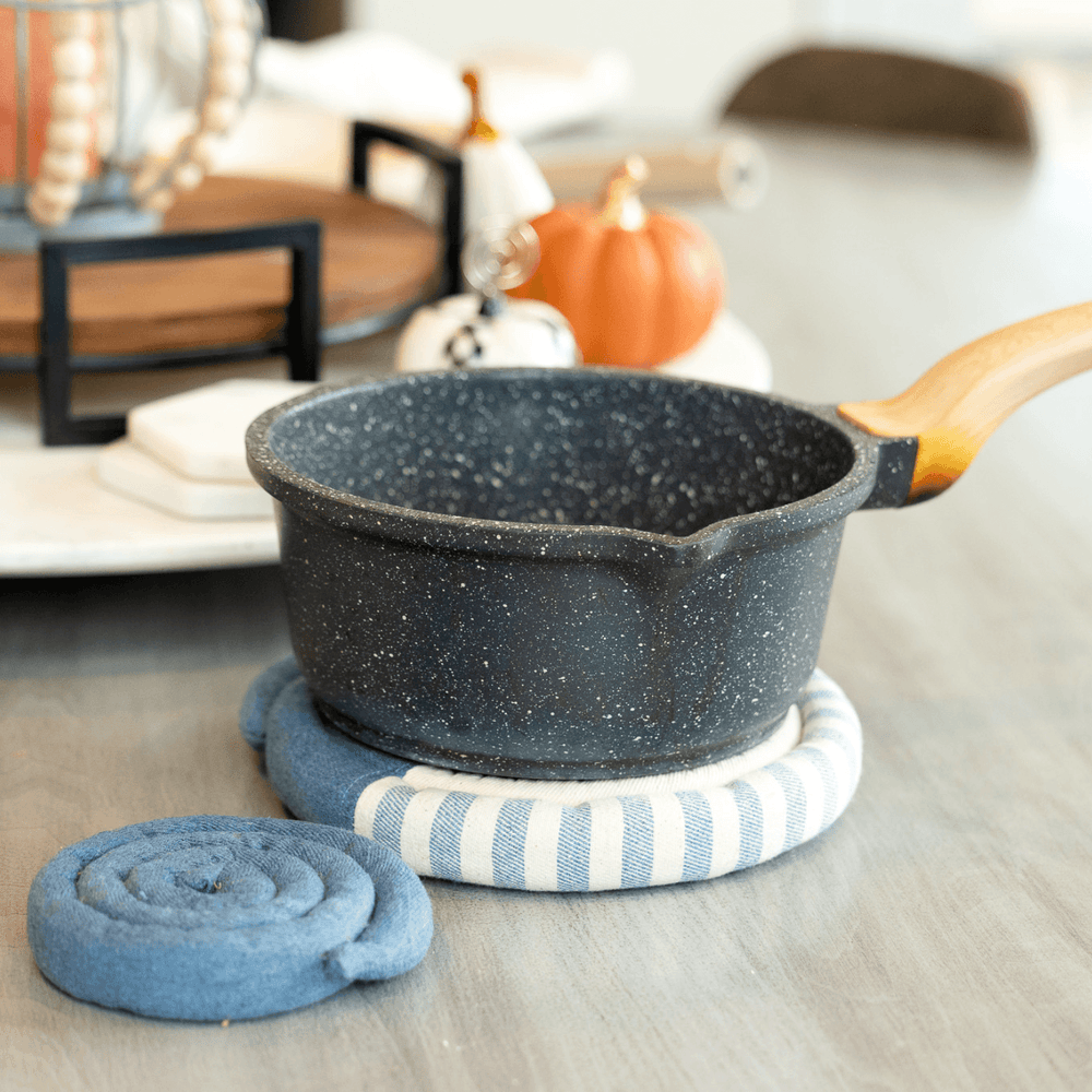 Large Upcycled Denim Spiral Trivet | Amazing Pinatas 