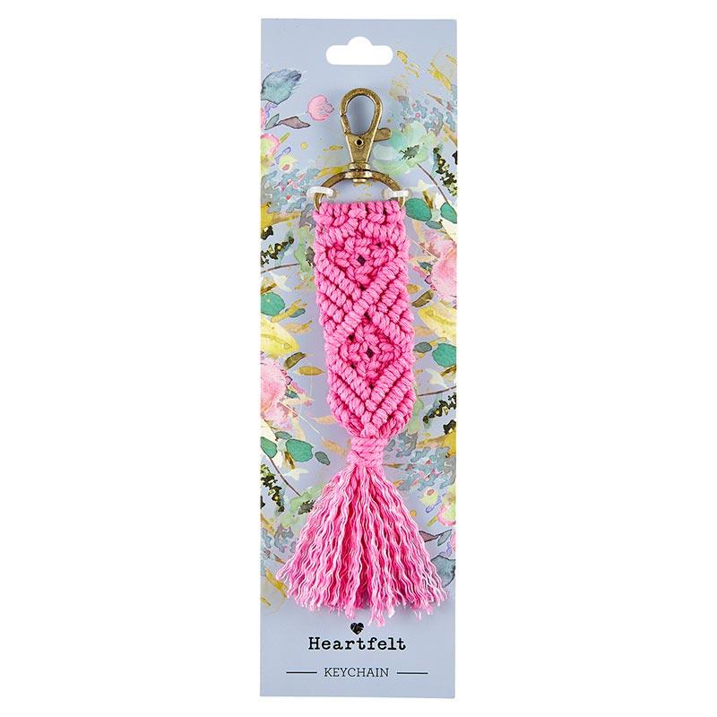 Macramé Keychain in Pink | Purse Bag Charm | 6.75" | Amazing Pinatas 