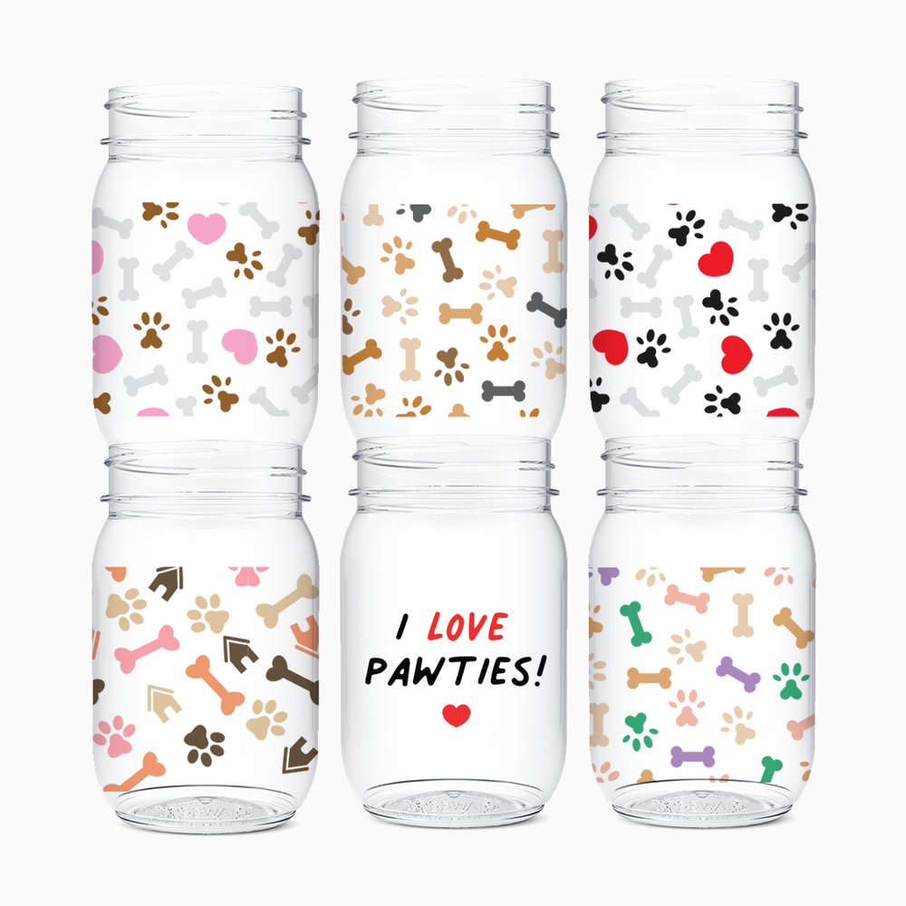 Mason Glasses Set 16oz | Pups on Cups | Amazing Pinatas 