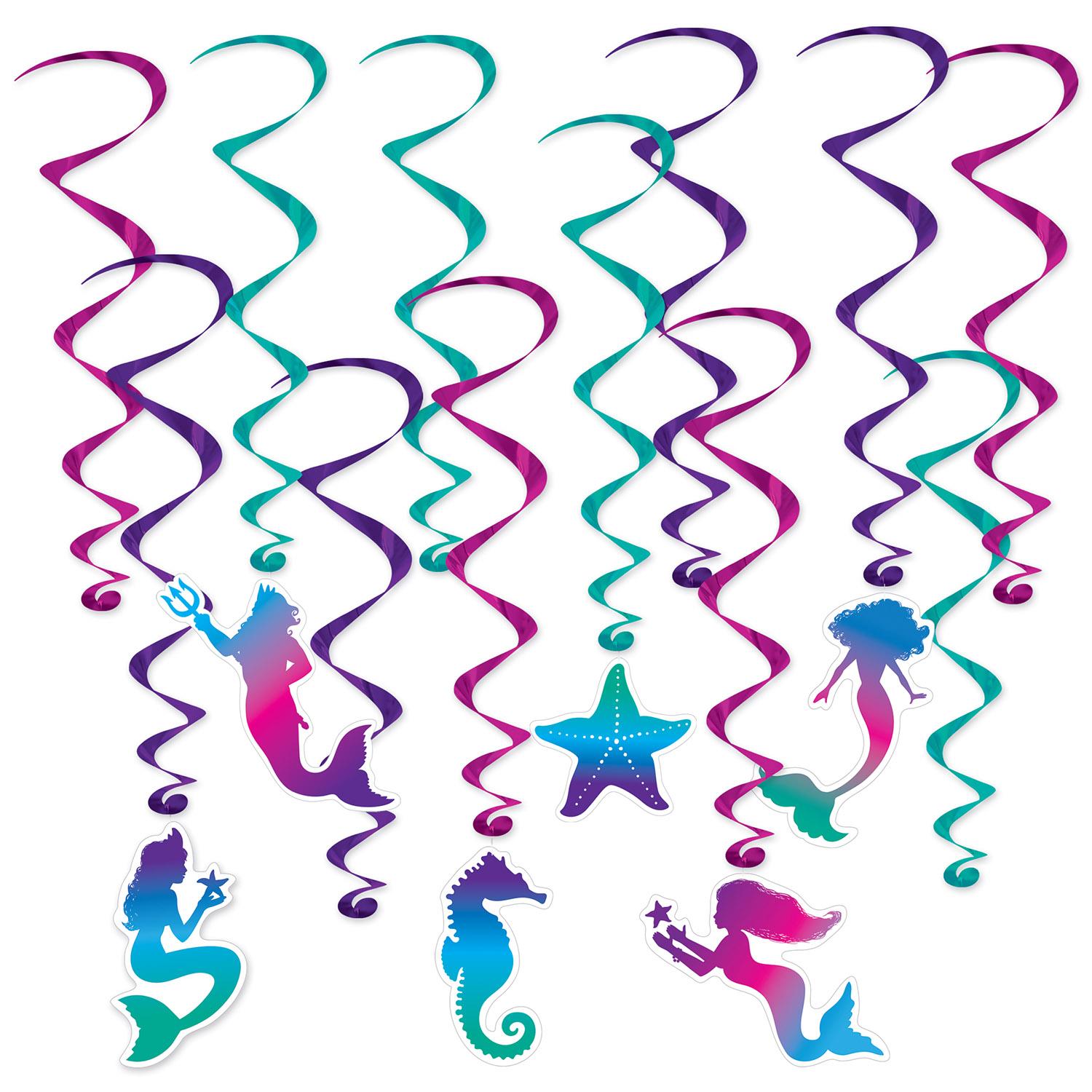 Mermaid Party Whirls (12 per Package) | Amazing Pinatas 