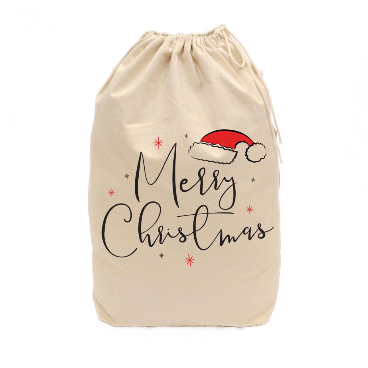 Merry Christmas Cotton Canvas Santa Sack | Amazing Pinatas 