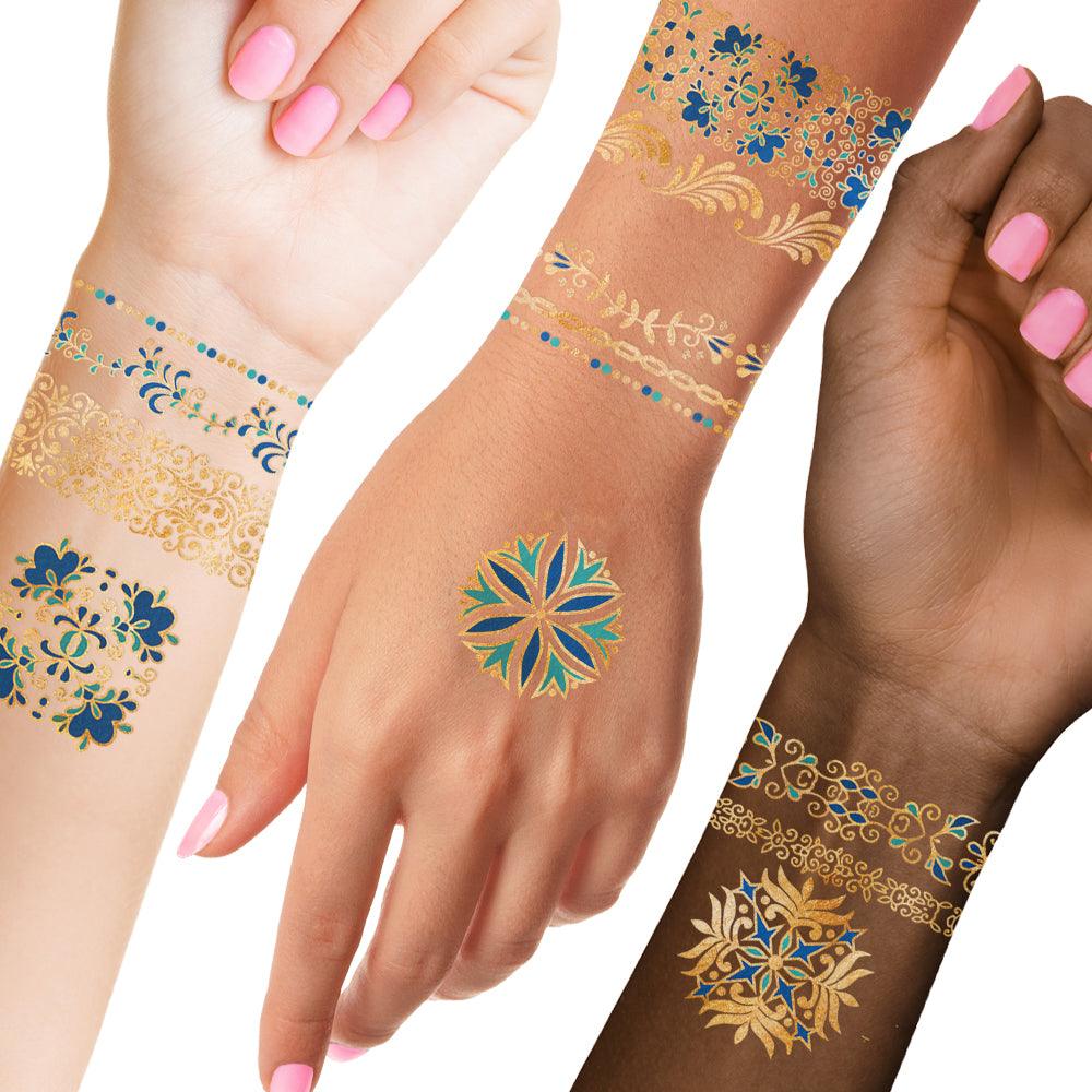 Metallic Floral Garden Temporary Tattoos | 13 ct | Amazing Pinatas 