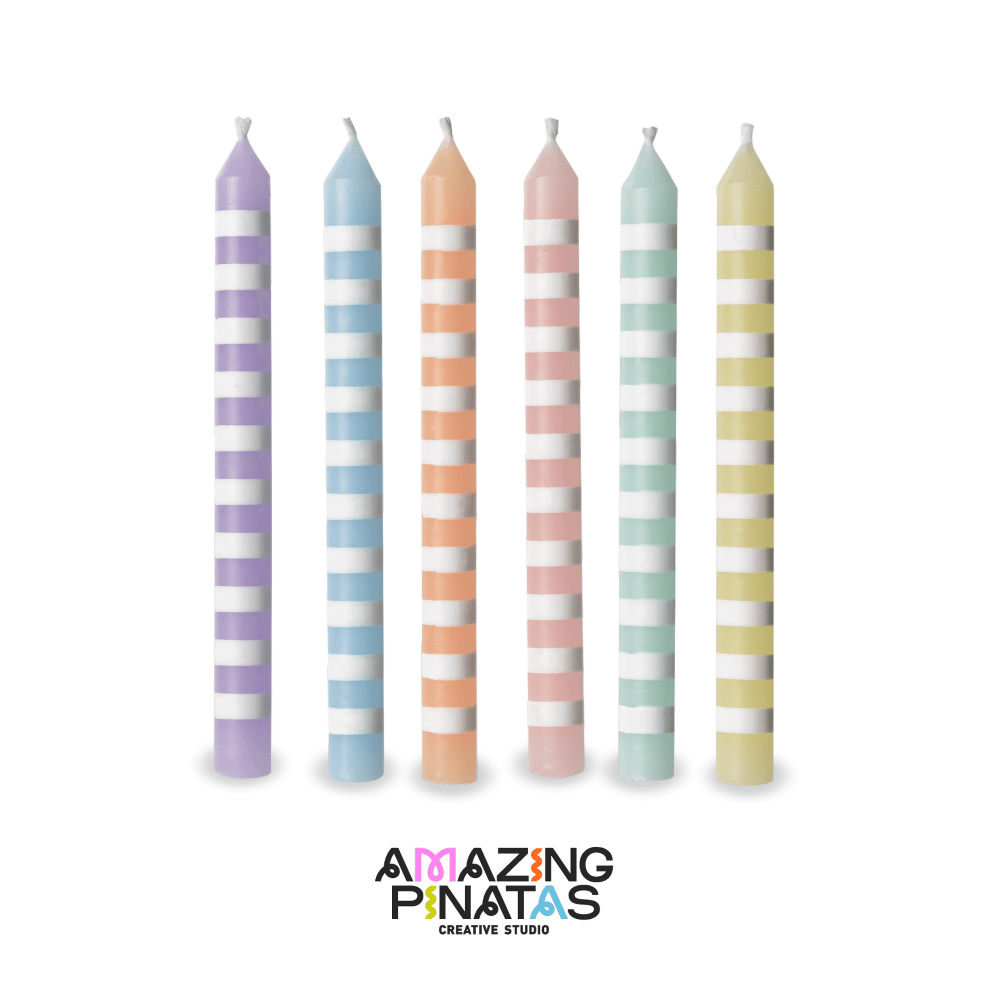 Pastel Striped Birthday Candles | Amazing Pinatas 