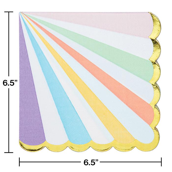 Pastel Celebrations Luncheon Napkin, Scallop Shaped, Foil 16ct | Amazing Pinatas 