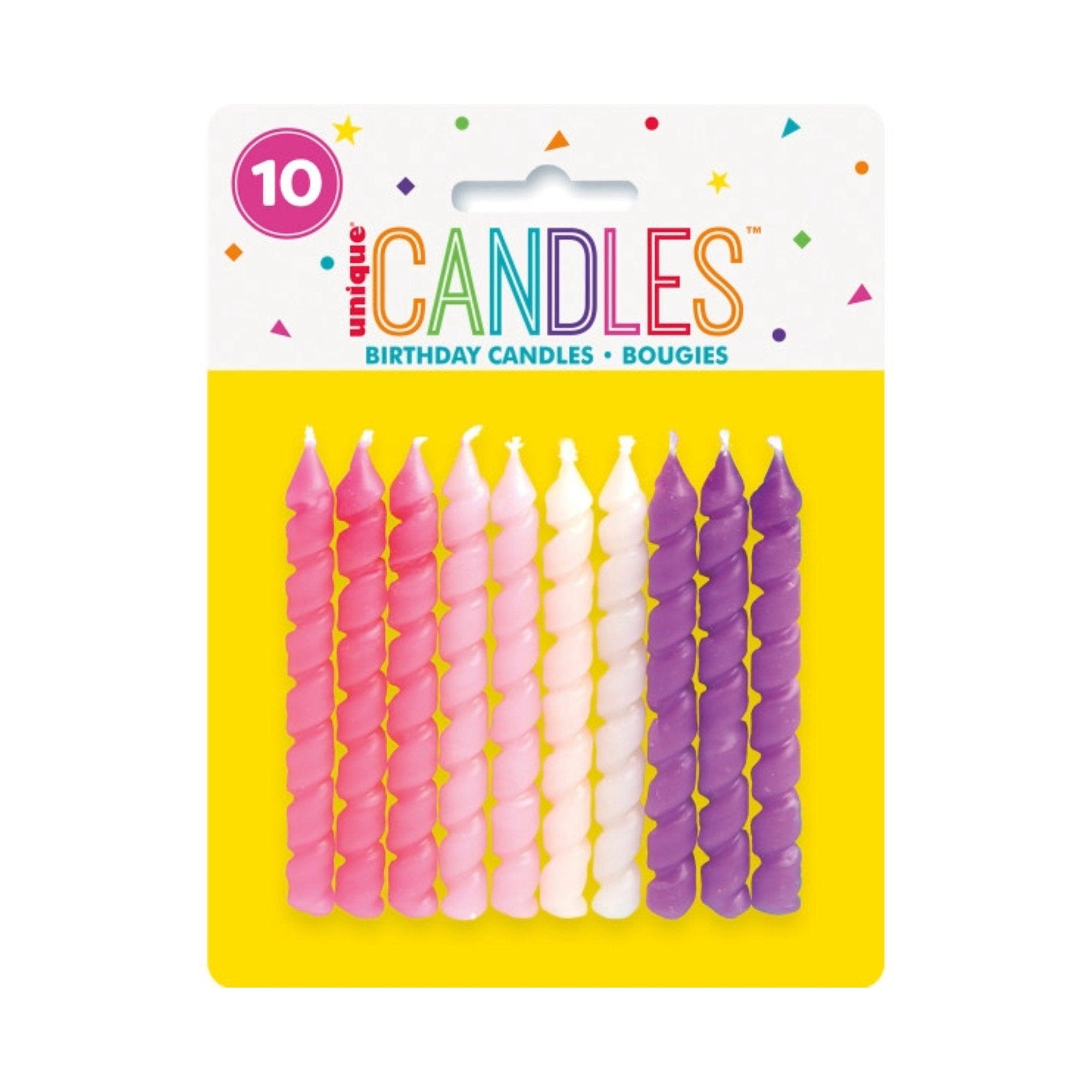 Pink and Purple Spiral Birthday Party Candles, Pack of 10 | Amazing Pinatas