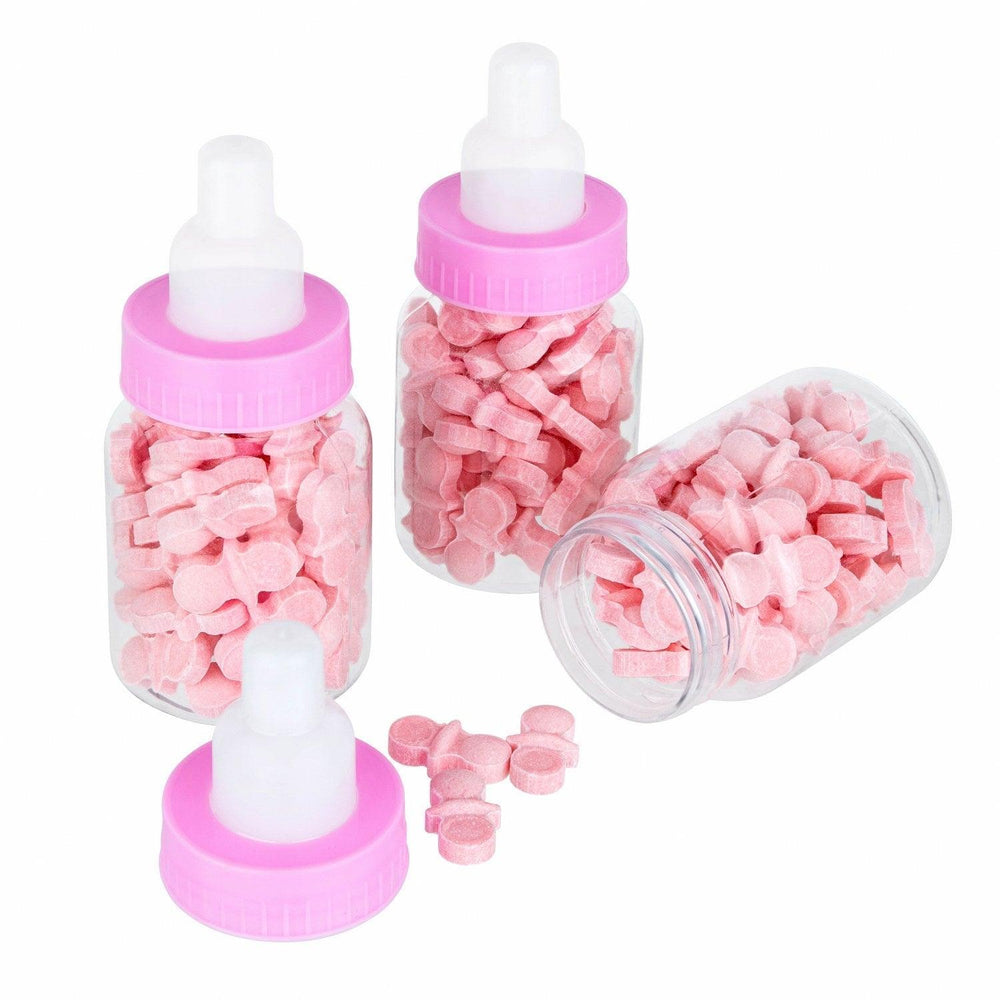 Pink Baby Girl Bottle Shaped Acrylic Candy Boxes 72 Pack 1.5"X3.5" | Amazing Pinatas 