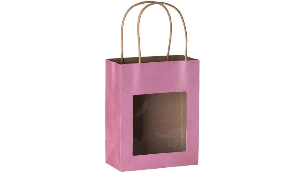 Pink Kraft Paper Bag With Window 20 Pack 7.75"X 6.25"X 3" | Amazing Pinatas 