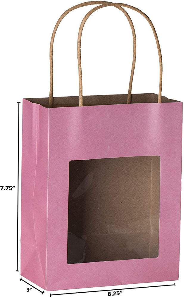 
                  
                    Pink Kraft Paper Bag With Window 20 Pack 7.75"X 6.25"X 3" | Amazing Pinatas 
                  
                