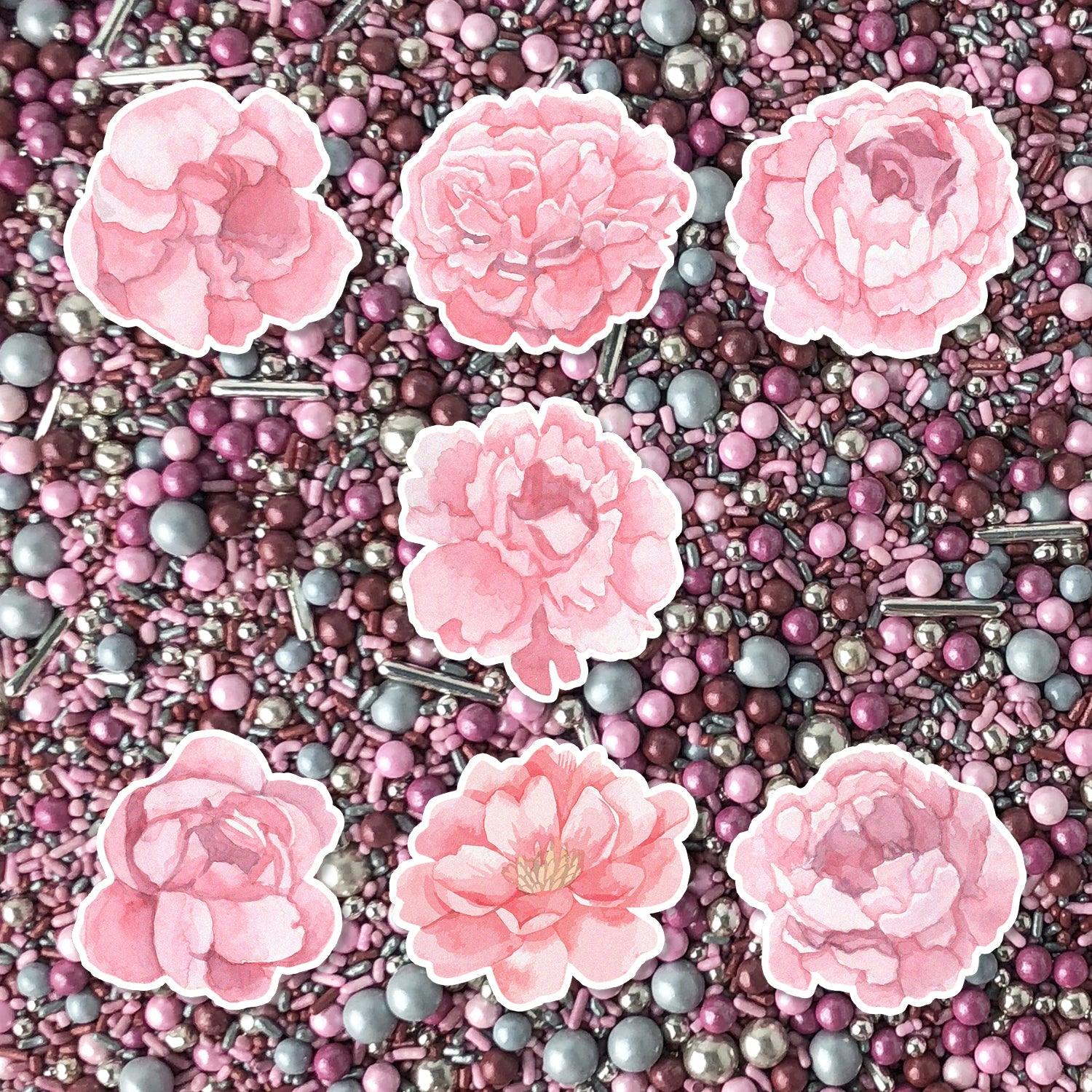 Pink Peonies Edible Cupcake Toppers | Amazing Pinatas 