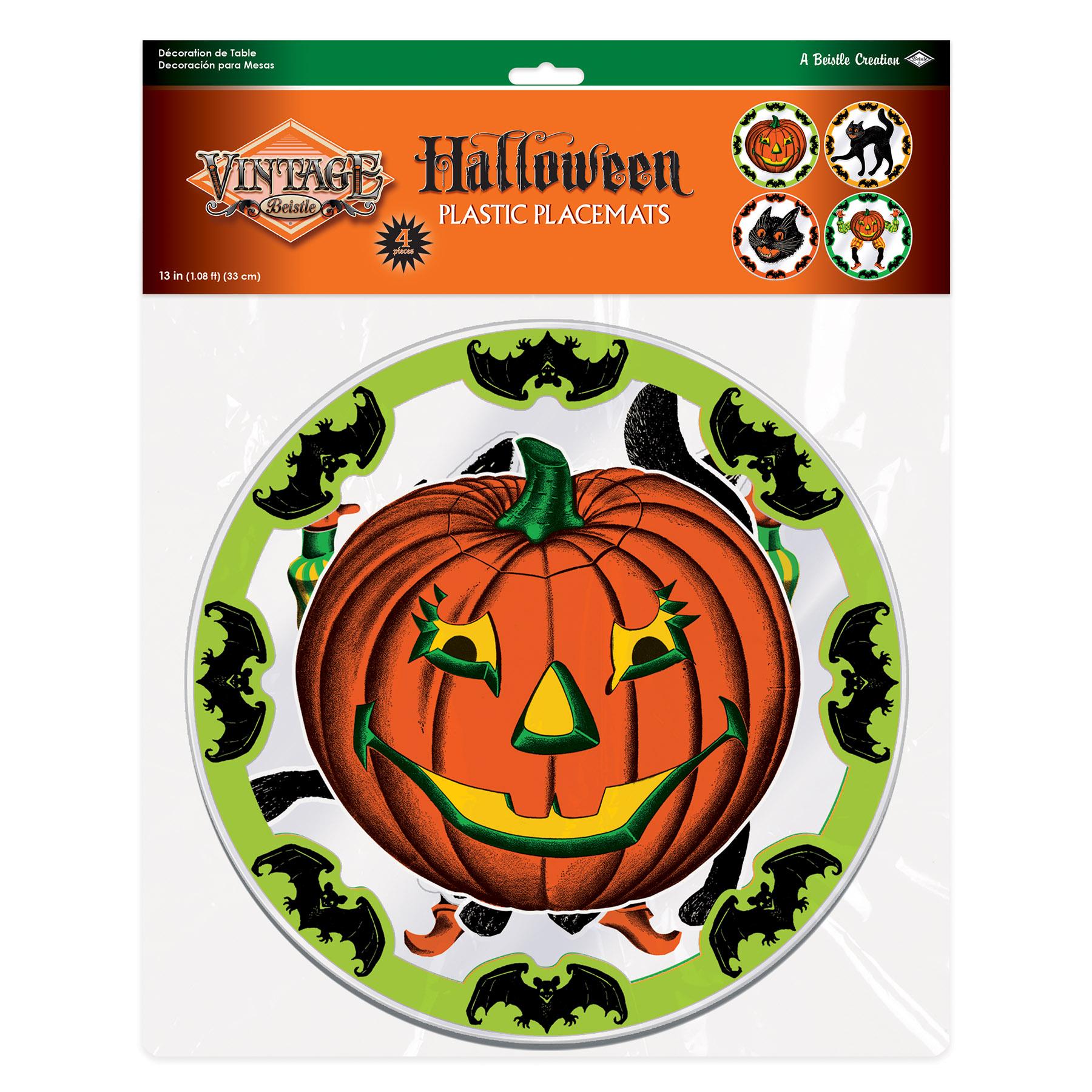 Plastic Vintage Halloween Round Placemats (4 per Package) | Amazing Pinatas 