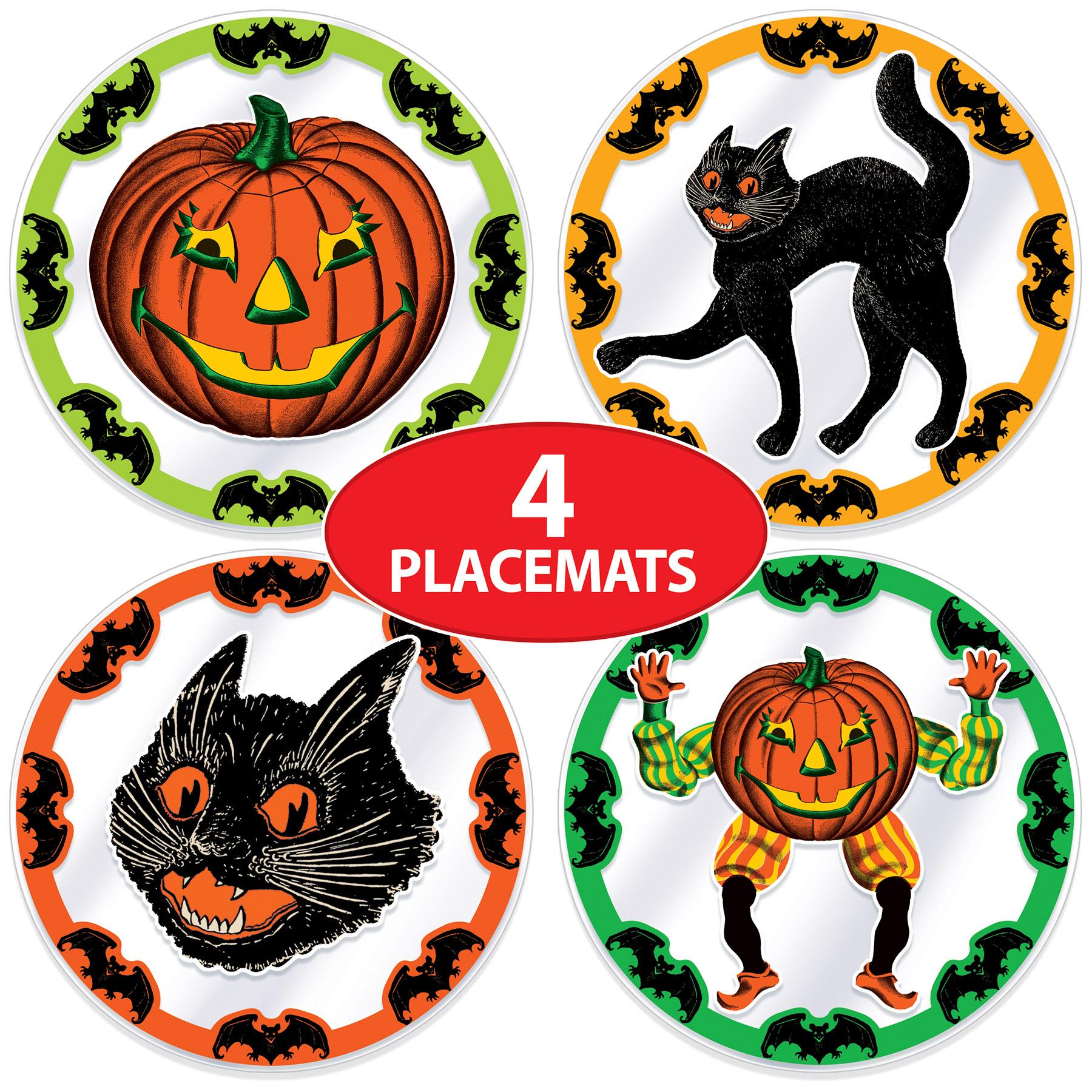 Plastic Vintage Halloween Round Placemats (4 per Package) | Amazing Pinatas 