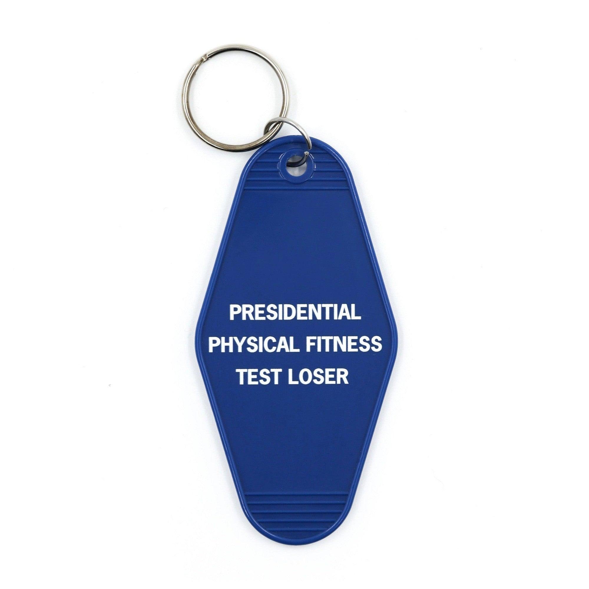 Presidential Physical Fitness Test Loser Motel Style Keychain in Blue | Amazing Pinatas 