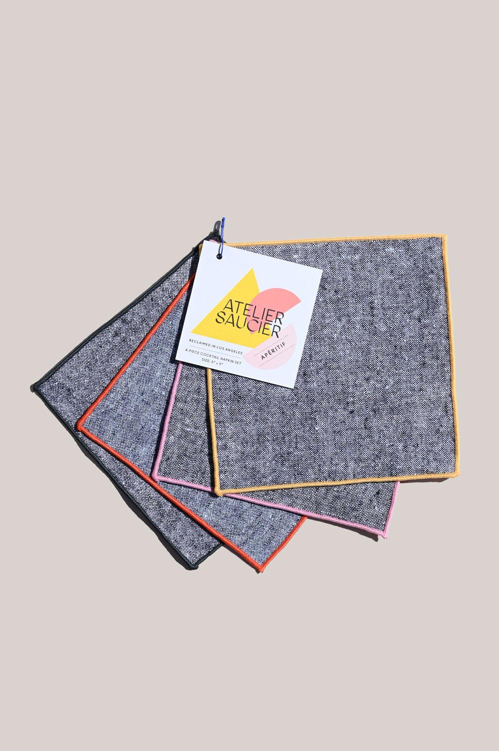 Rainbow Chambray Cocktail Napkins | Set of 4 | Amazing Pinatas 