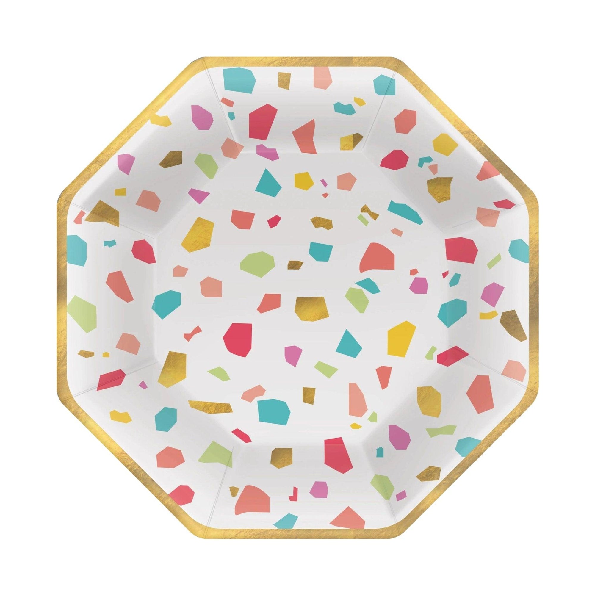 Rainbow Confetti Terrazzo Party Dessert Plates, Pack of 20 | Amazing Pinatas