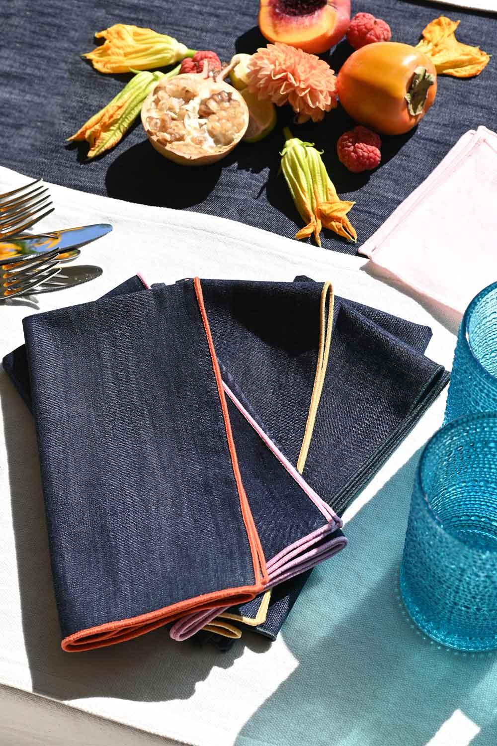 Rainbow Denim Napkins | Set of 4 | Amazing Pinatas 