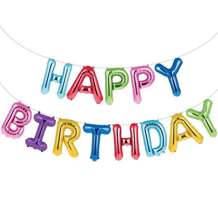 Rainbow Foil Birthday Balloon Banner, 13 ct | Amazing Pinatas 