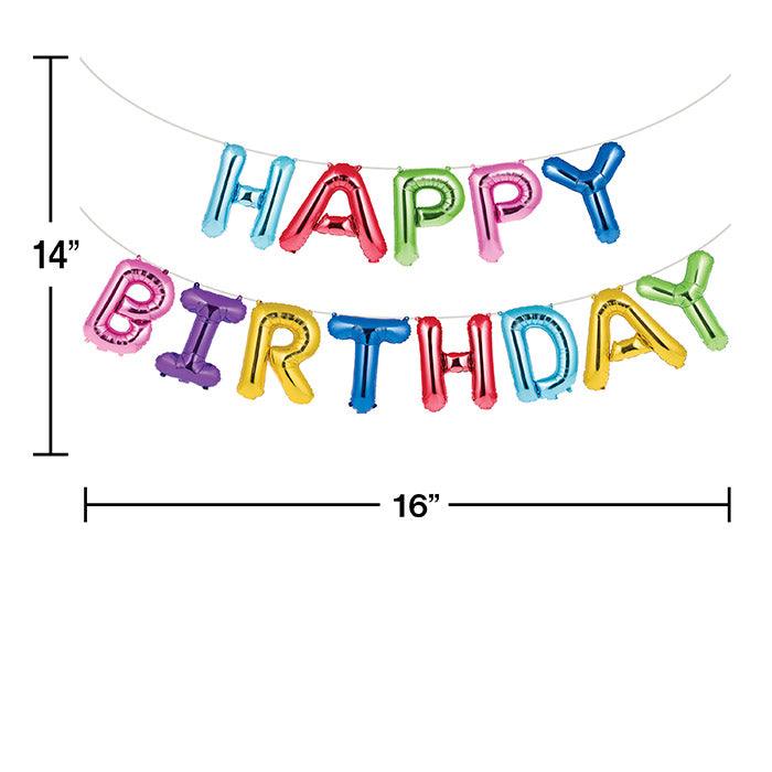 Rainbow Foil Birthday Balloon Banner, 13 ct | Amazing Pinatas 