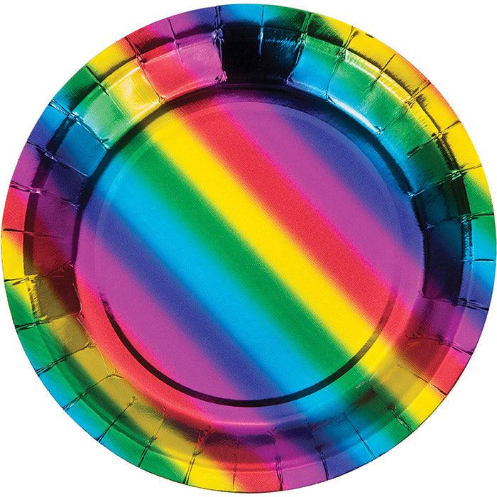 Rainbow Foil Dessert Plates, 8 ct | Amazing Pinatas 