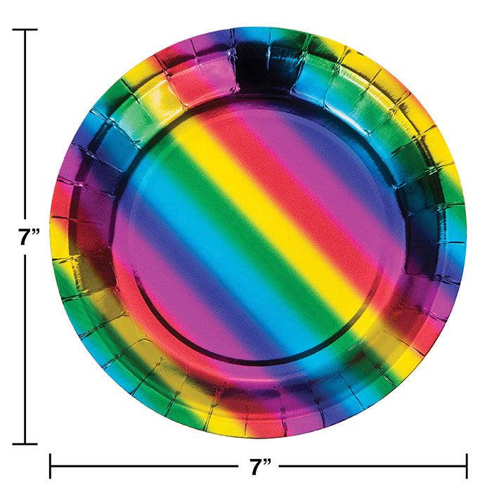 Rainbow Foil Dessert Plates, 8 ct | Amazing Pinatas 