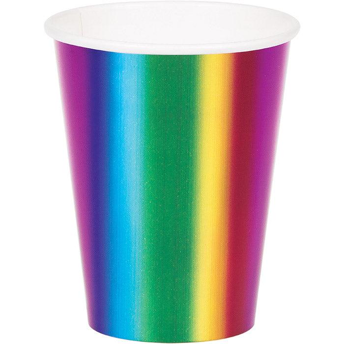 Rainbow Foil Hot/Cold Paper Cups 9 Oz., Rainbow Foil, 8 ct | Amazing Pinatas 