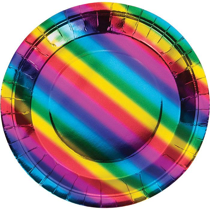 Rainbow Foil Paper Plates, 8 ct | Amazing Pinatas 