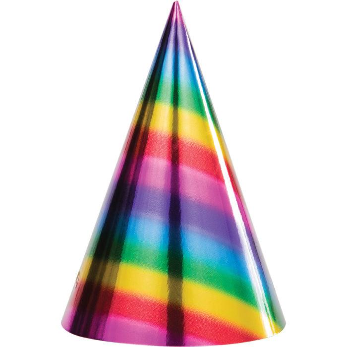 Rainbow Foil Party Hats, 8 ct | Amazing Pinatas 