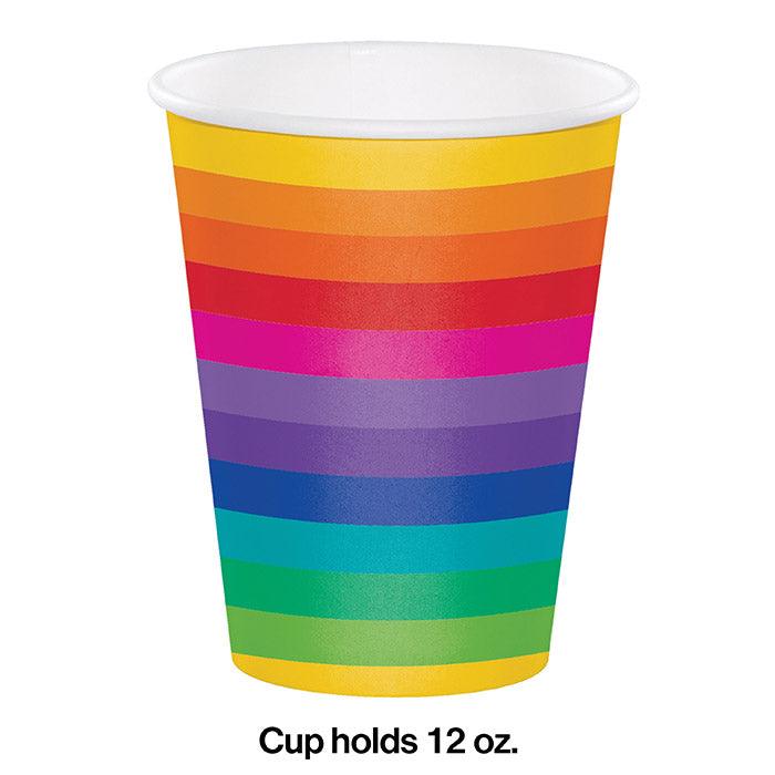 Rainbow Hot/Cold Paper Paper Cups 12 Oz., 8 ct | Amazing Pinatas 