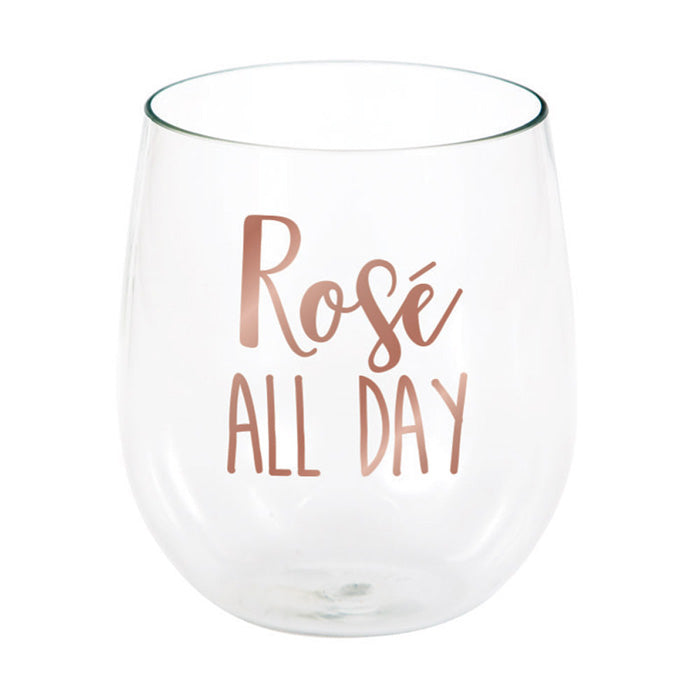 Rose' All Day 14 Oz Stemless Wine Glass | Amazing Pinatas 