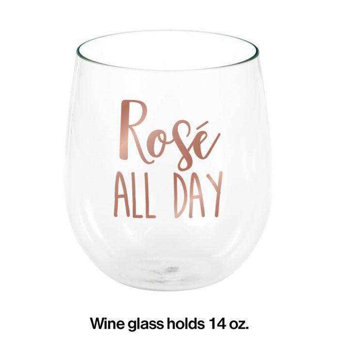 Rose' All Day 14 Oz Stemless Wine Glass | Amazing Pinatas 