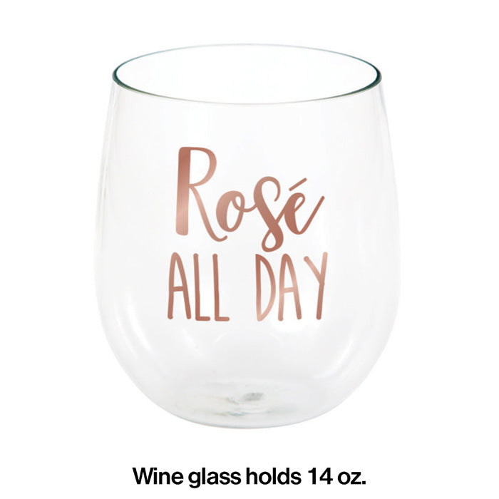 Rose' All Day 14 Oz Stemless Wine Glass | Amazing Pinatas 