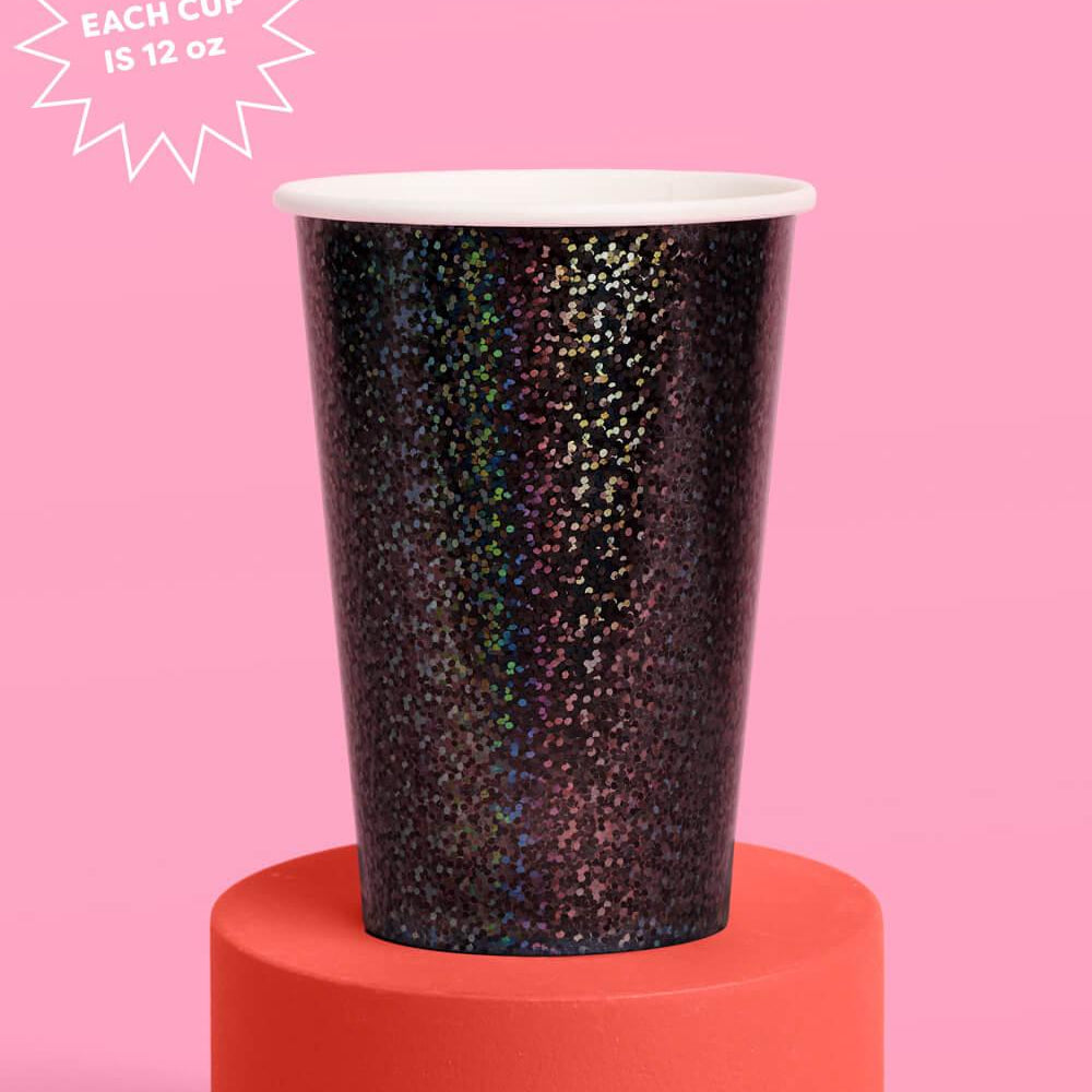 Black Shimmer Cups - 50 paper cups