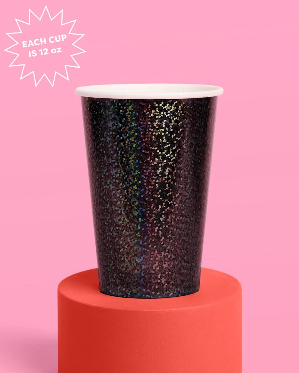 Black Shimmer Cups - 50 paper cups