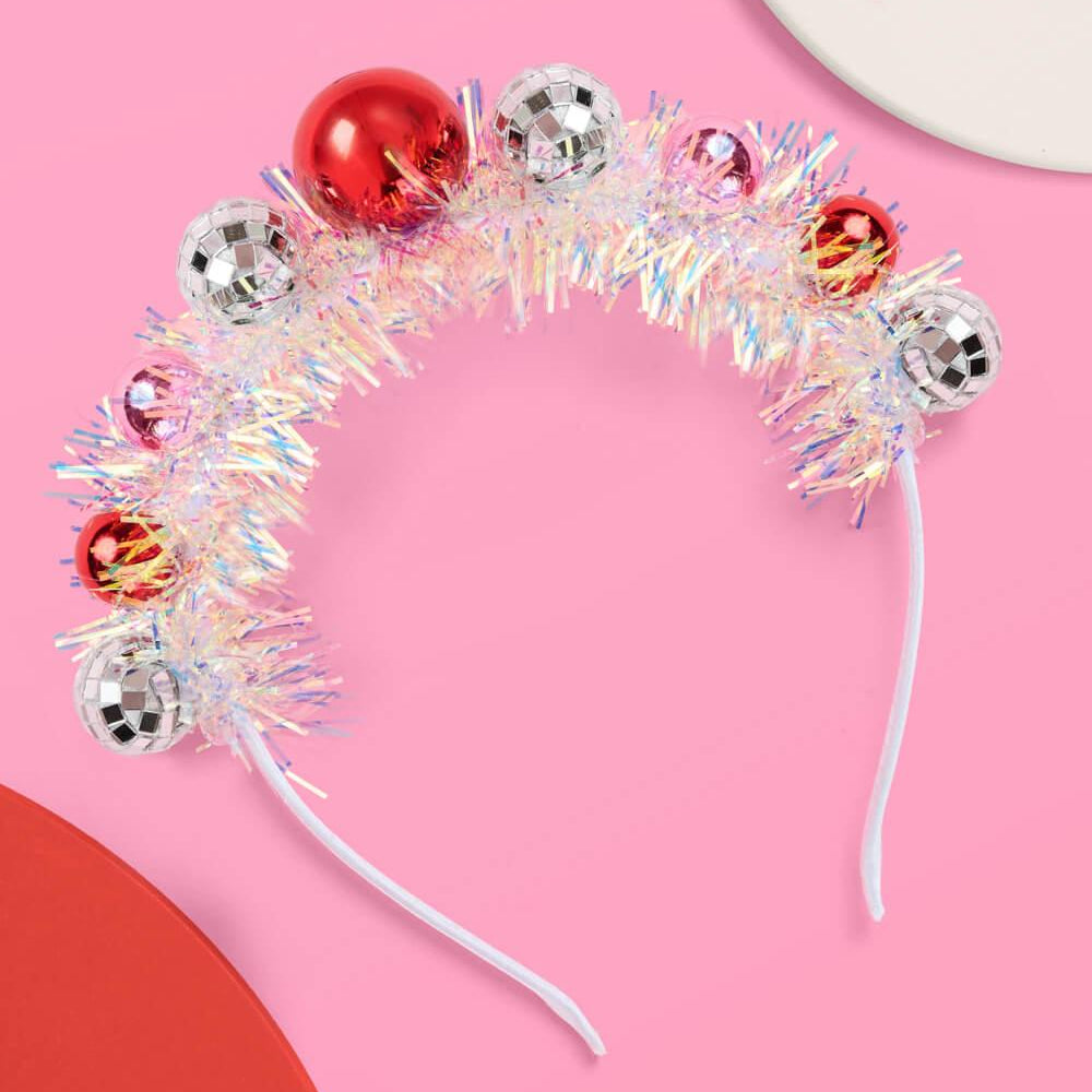 Disco Christmas Headband - ornaments + fringe headband