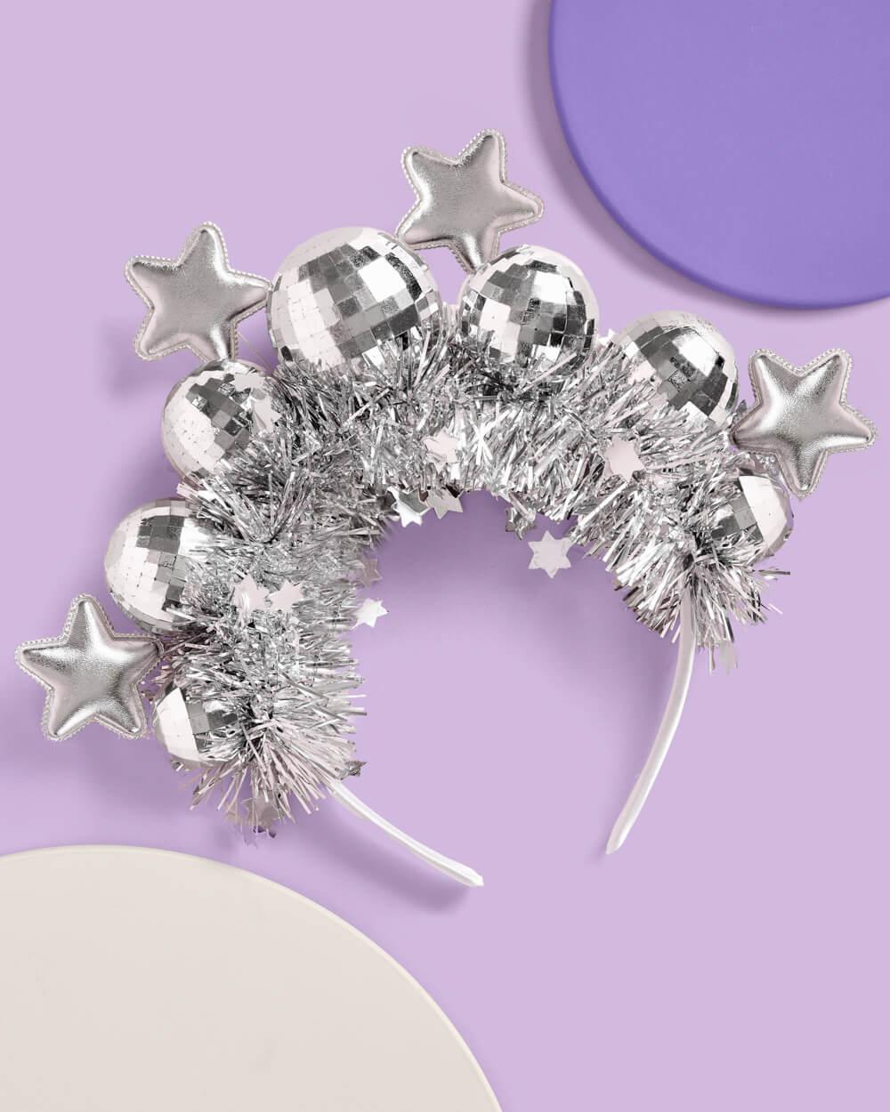 Disco Stars Headband - silver fringe headband