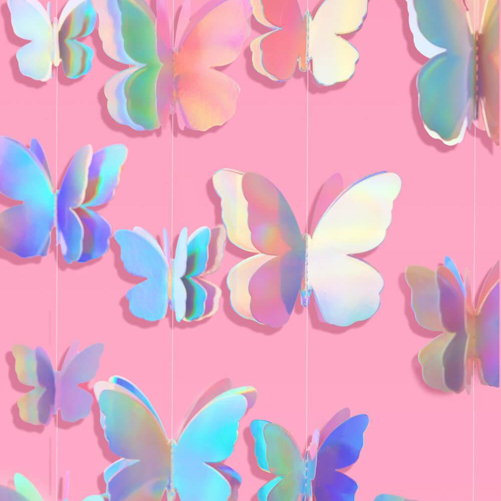 
                  
                    Butterfly Garland - 3D iridescent foil backdrop
                  
                