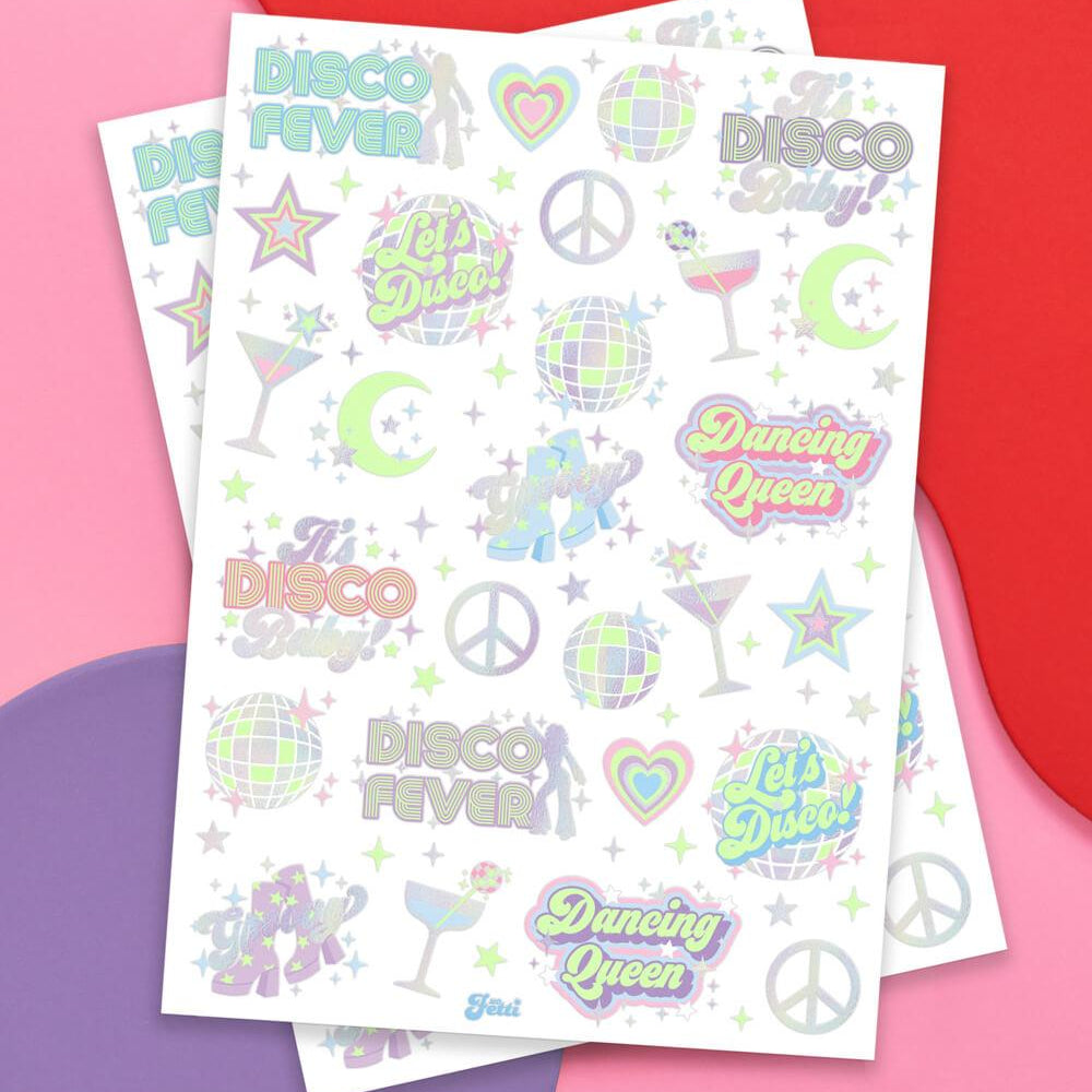 Disco Glo Tats - 48 foil temporary tattoos