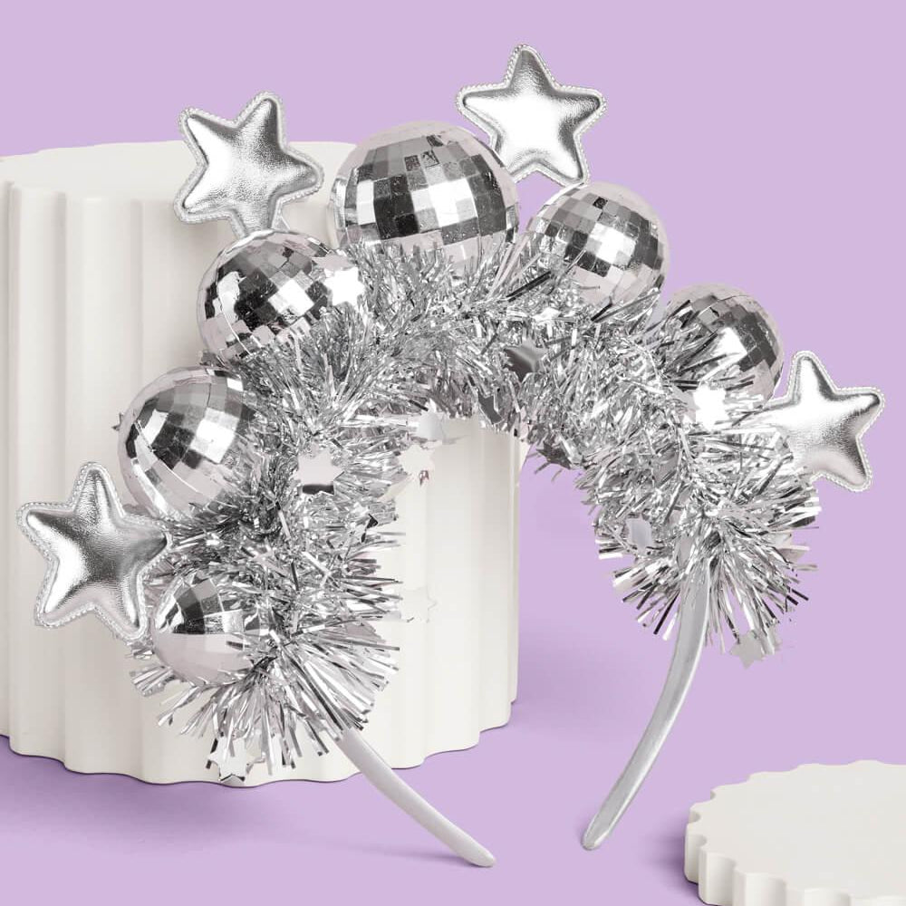 Disco Stars Headband - silver fringe headband