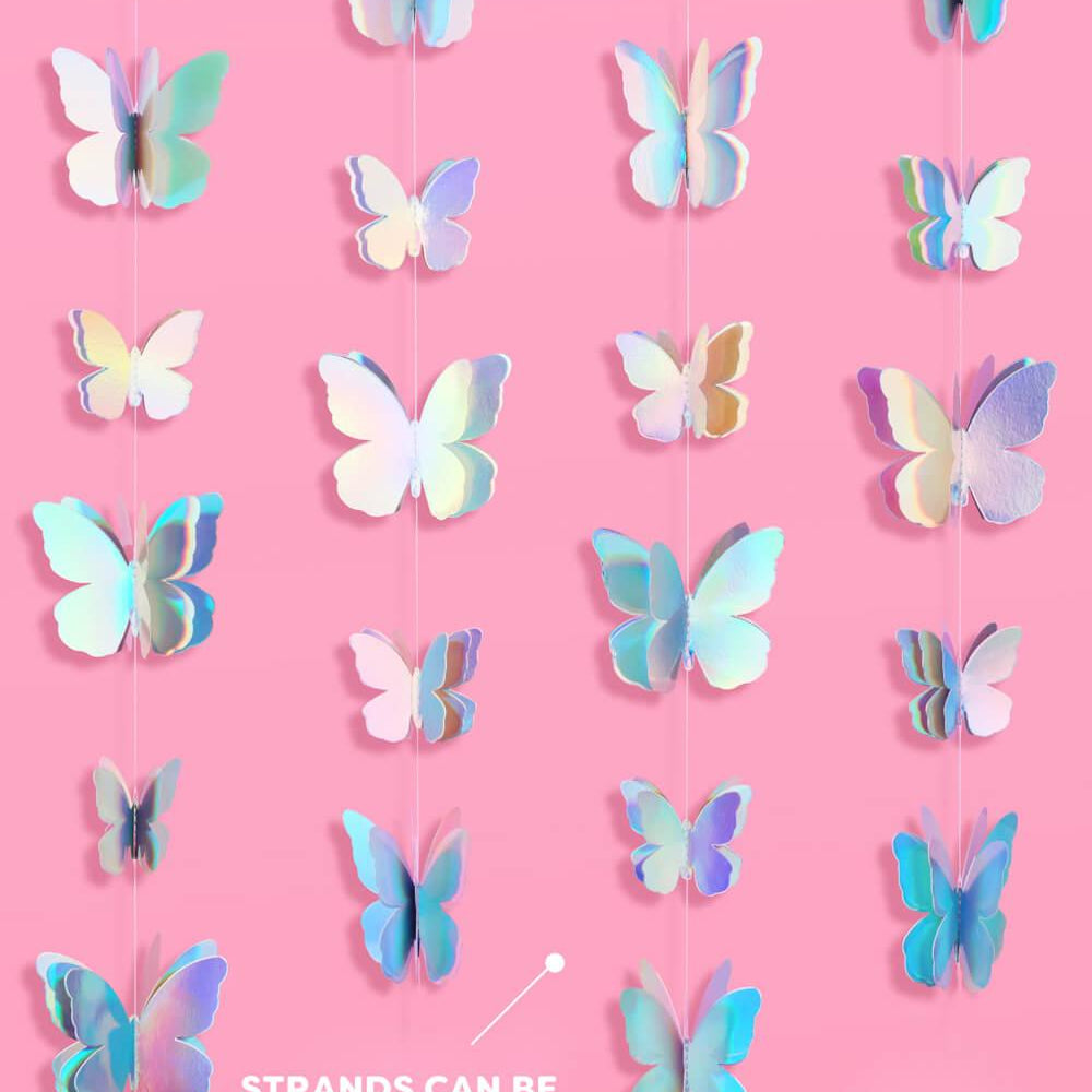 
                  
                    Butterfly Garland - 3D iridescent foil backdrop
                  
                